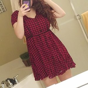 Red and Black Flannel Dress